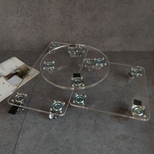 亚克力花盆托盘带轮可移动透明隐形万向轮滑轮滚轮底座电器底托架