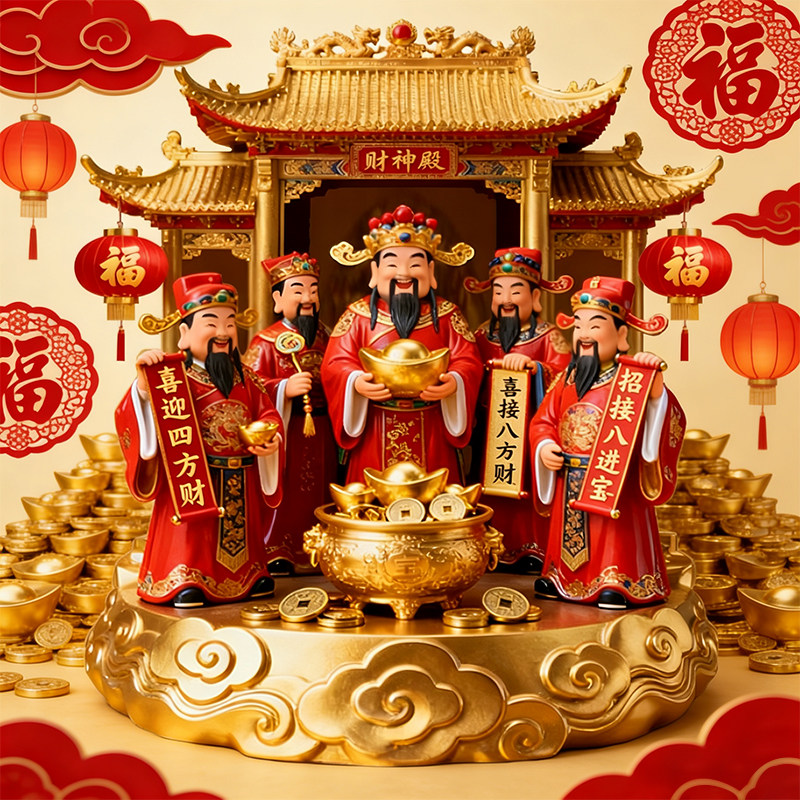 2026新款五路财神爷冰箱贴金属浮雕磁吸喜庆新年文创装饰纪念品,家居饰品,冰箱贴,淘宝优惠券,粉丝福利购,淘宝优惠卷