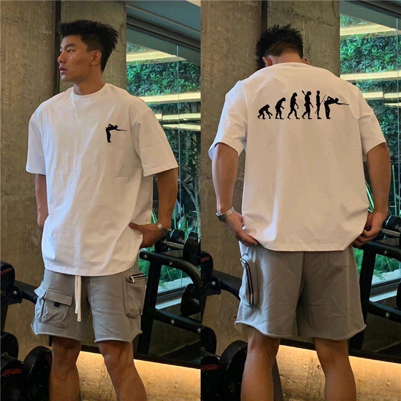 美式高街西海岸个性原创图案短袖T恤男时尚台球宽松纯棉痞帅上衣