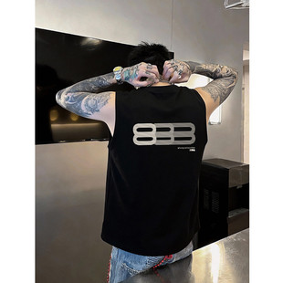 背心男休闲宽松街头嘻哈设计感印花上衣 新款 国潮小众个性 重磅夏季