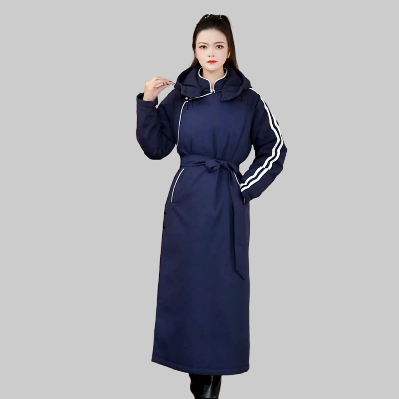 新货上新新中式连帽款蒙古袍女士棉服加厚冬季保暖长款羽绒棉大衣图片