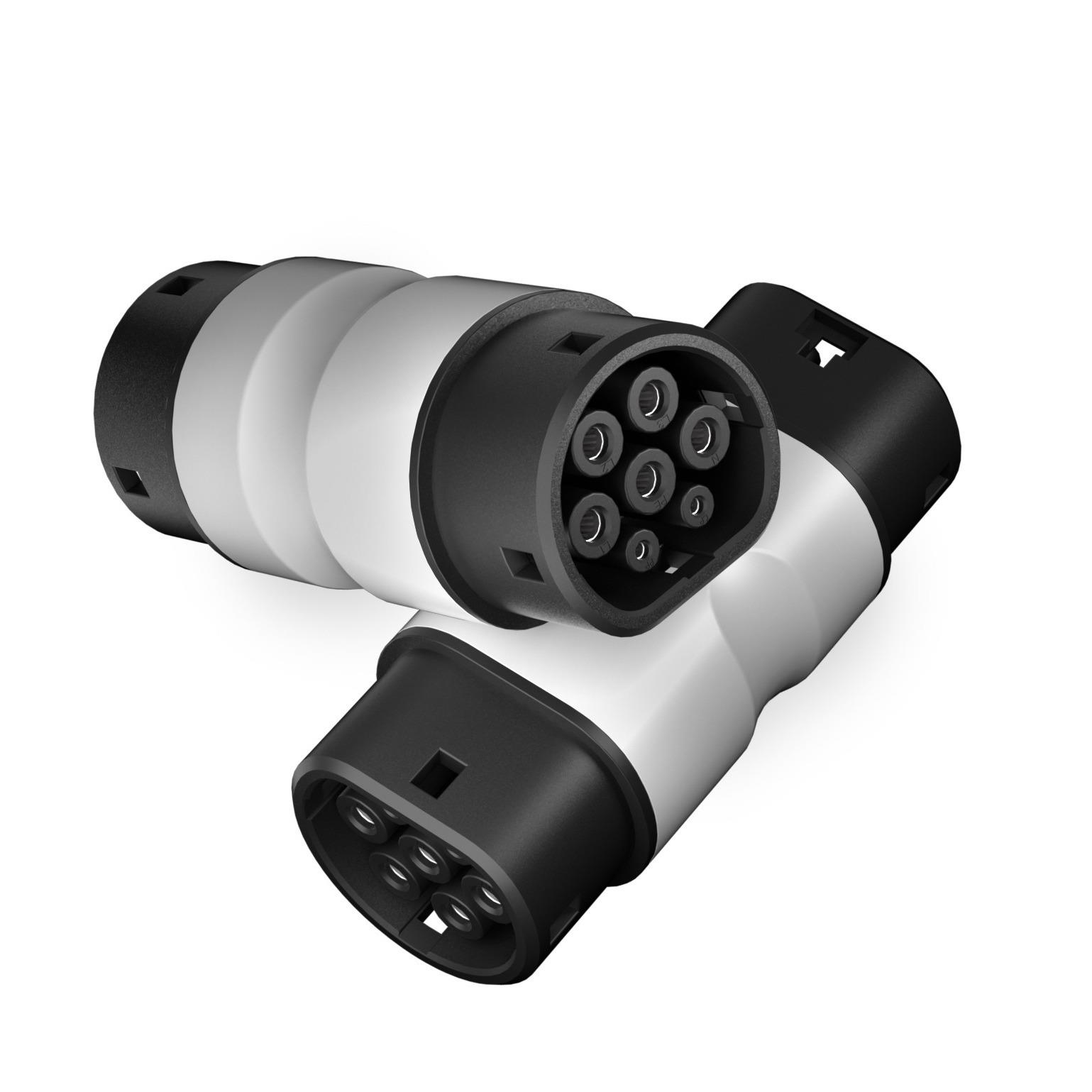 电动汽车充电器3相32A国标转欧标转接头22千瓦国转欧充电桩