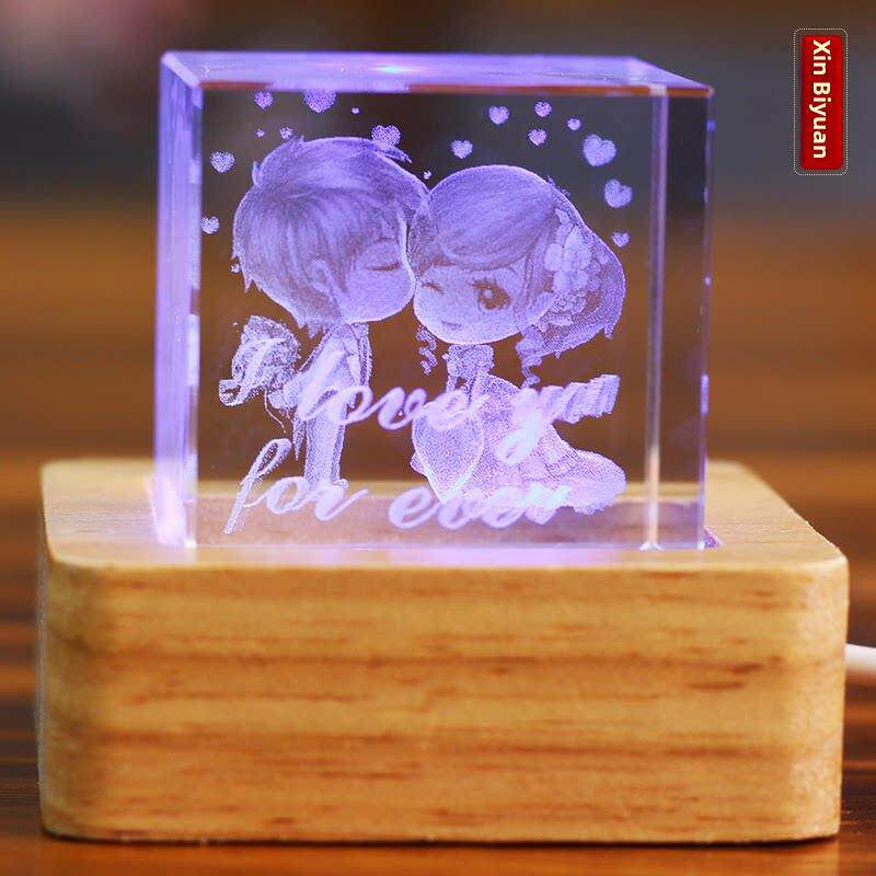 情人情侣礼品婚礼水晶内雕工艺品装饰品送男女朋友学生节日桌摆件