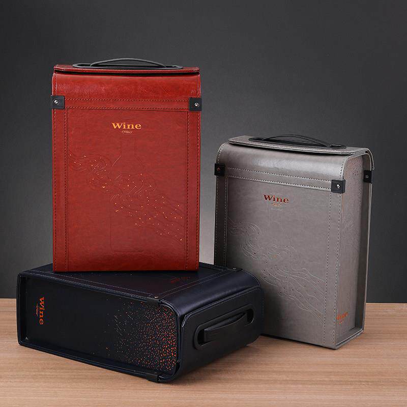 红酒礼盒双支皮箱手提葡萄酒2支包装盒高档大肚瓶通用异形酒盒
