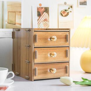 桌面物品收纳盒抽屉式办公室桌上杂物储物柜子大小号学生宿舍家用