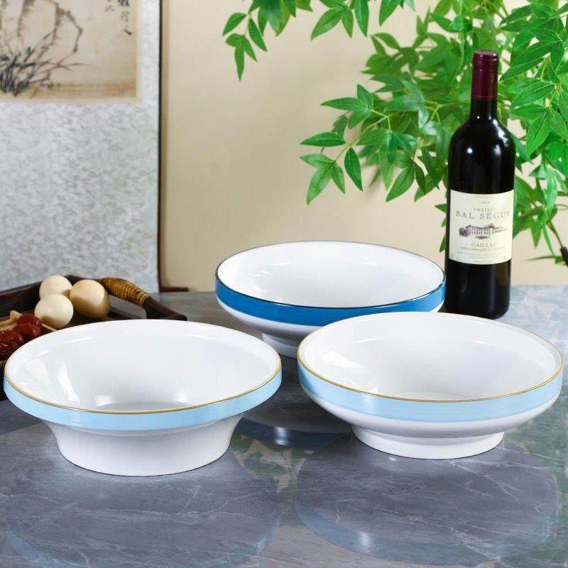 简约蓝边防烫高脚陶瓷餐具水煮鱼酸菜鱼盆麻辣香锅毛血旺大碗汤碗,餐饮具,碗,淘宝优惠券,粉丝福利购,淘宝优惠卷