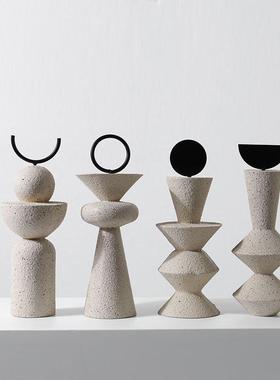 意大利装饰创意砂岩饰品树脂无障碍豪华样板房家庭电视柜开放网格