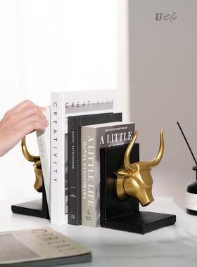 创意简单的欧洲金牛头书架书夹树脂书夹家居配件室内书房装饰饰品