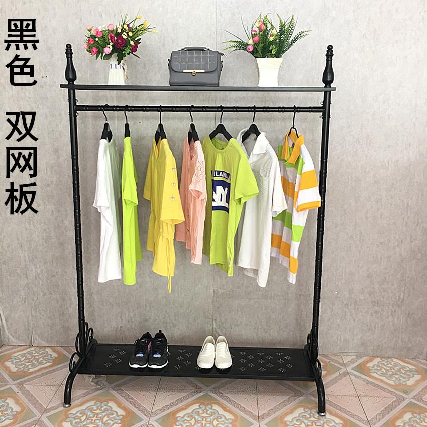 欧式铁艺服装店展示架落地式服装货架卧室挂衣服架子落地衣架单杠