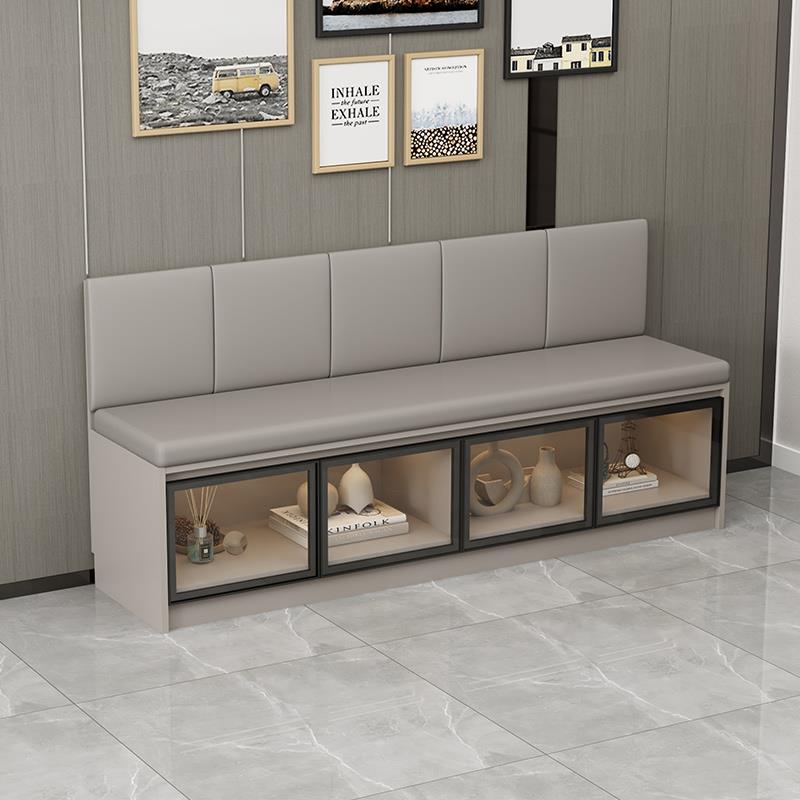 卡座实木转角沙发家用客厅小户型现代简约轻奢玻璃门可定制储物柜