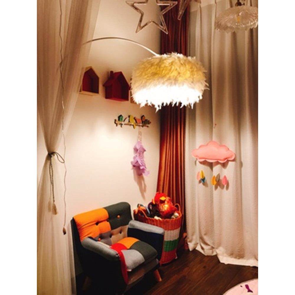 欧式宫廷客厅房羽毛落地灯卧室创意灯具七彩轻奢ins主播智能台灯