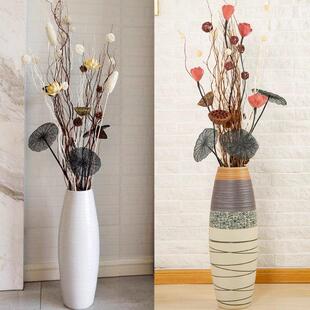 陶瓷落地大花瓶客厅电视柜摆件简约现代软装饰插彷真干 干燥花轻