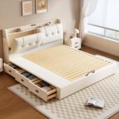 实木多功能收纳床小户型家用省空间齐边可定制任意尺寸高箱落地床