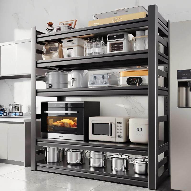 厨房置物架落地多层家用微波炉多功能收纳架子锅烤箱储物货架