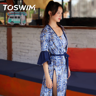 沙滩外套保守时尚 女度假泳衣外搭镂空衫 性感比基尼罩衫 TOSWIM长袖