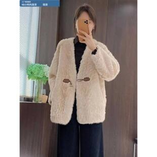 v领羊羔绒加厚保暖毛毛外套女款秋冬装2025新款今年流行爆款上衣
