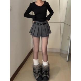 毛呢百褶裙短款女秋季2025年新款学院风jk半裙高腰显瘦A字短裙裤