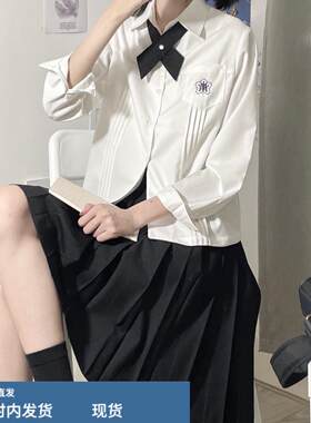 JK制服衬衫女长袖正版原创秋夏季日系学院风小岚中风琴褶衬衣上衣