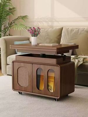 实木茶几折叠可移动升降沙发边柜巴士边几客厅家用小户型小推车