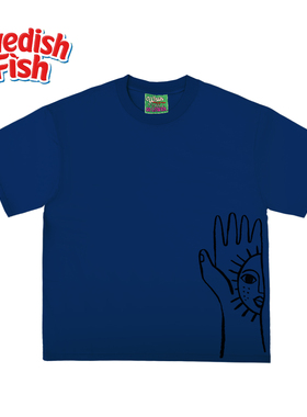 深蓝色！240g重磅阿美咔叽ins风街头oversize奢潮穿搭短袖T恤纯棉