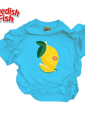 浅湖蓝色！潮牌穿搭美式240g重磅ins风宽松百搭趣味学院风短袖T恤