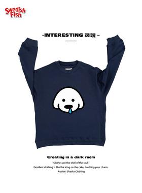 interesting灵魂 小领口阿美咔叽重磅纯棉小众卡通高街圆领卫衣