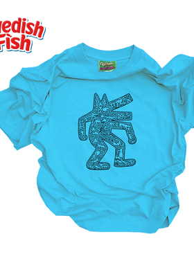 浅湖蓝色！oversize无性别小众千禧风原创ins风宽松百搭短袖T恤