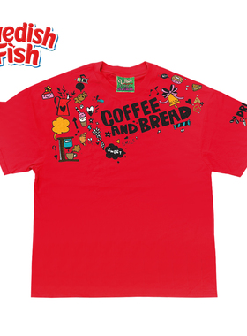 大红色！240g重磅vintage卡通阿美咔叽欧美ins高街潮牌短袖T恤