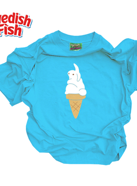 浅湖蓝色！潮牌穿搭Ootd JHYQ原创小众无性别纯棉趣味学院风短袖T