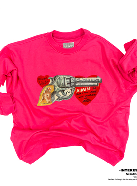 interesting灵魂 复古枪情人节卡片独特质感JHYQ落肩重磅圆领卫衣