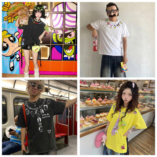 240g重磅！纯棉欧美ins风街头朋克穿搭卡通Ootd宽松百搭短袖T恤潮