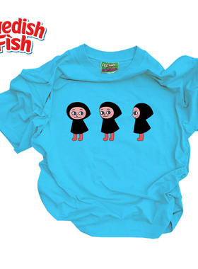 浅湖蓝色！美式潮牌穿搭嘻哈欧美无性别小众亚文化oversize短袖T