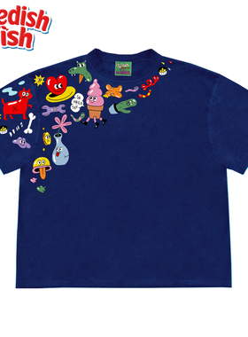 240g全棉！深蓝色高级感趣味学院风ins原创潮牌高街重磅短袖T恤