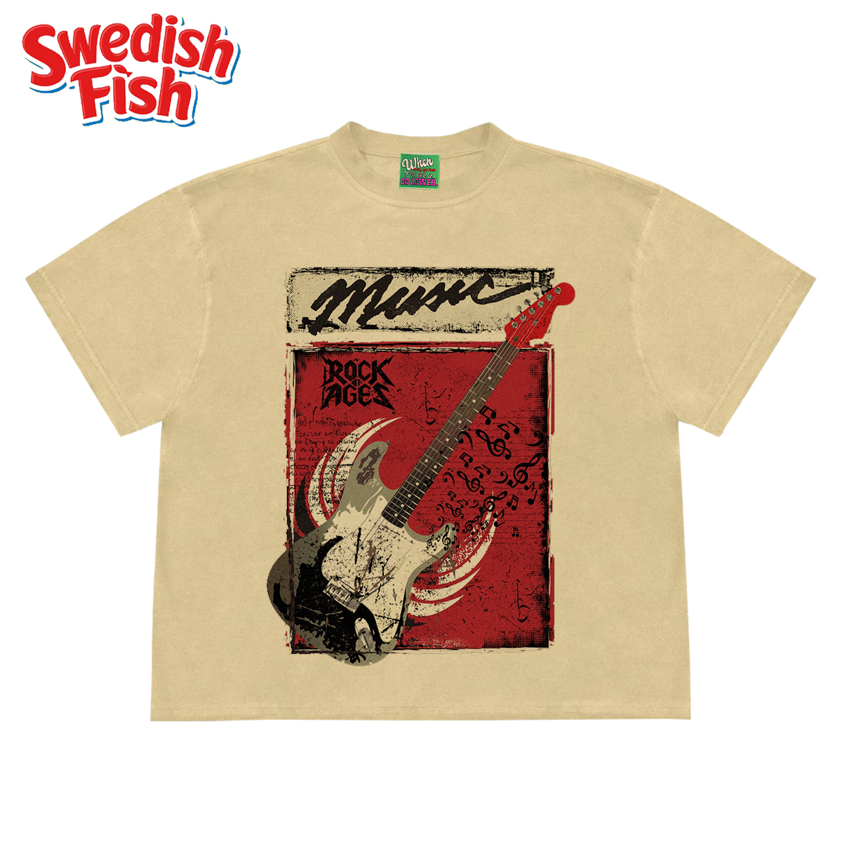 杏色！落肩大学生vintage街头奢潮穿搭oversize无性别原创短袖T恤