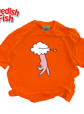 橙色！千禧风潮牌穿搭美式JHYQ原创纯棉240g重磅ins短袖T恤街头