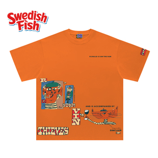 艺术家画作vintage拼接美式 T恤 阿美咔叽千禧风男女潮牌穿搭短袖