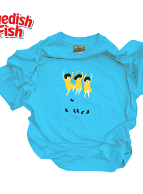 浅湖蓝色！高街穿搭原创小众240g重磅美式无性别小众短袖T恤纯棉