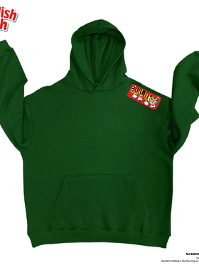 墨绿色！奢潮穿搭老虎卡通千禧风 Ootd全棉重磅连帽卫衣童趣上衣