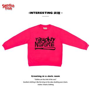 玫红色 奢潮穿搭Style亮色上衣插画重磅无性别潮流圆领卫衣