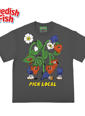 铁灰色！240g重磅无性别大码ins设计感趣味学院风落肩短袖T恤奢潮