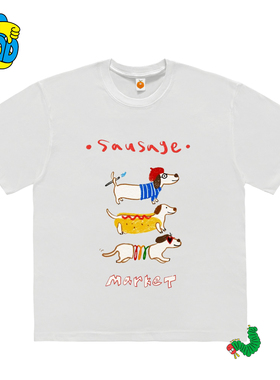 interesting灵魂！可爱小狗狗卡通插画Ootd纯棉童趣潮牌短袖T恤