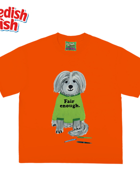 interesting灵魂 慵懒小狗印花设计感ins小众潮牌重磅纯棉短袖T恤