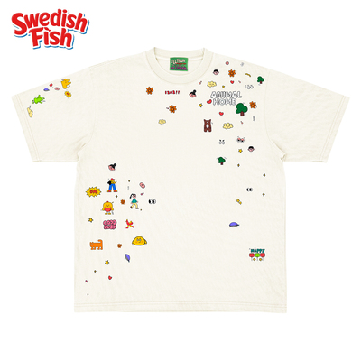 interesting灵魂！艺术家设计感ins风体童趣设计感！水洗做旧短袖