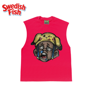 interesting灵魂 T恤 小众oversize欧美ins风奢潮嘻哈rap重磅砍袖