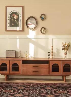 复古樱桃木摩尔电视柜实木墙柜小户型客厅影视柜家用地柜中古卧室