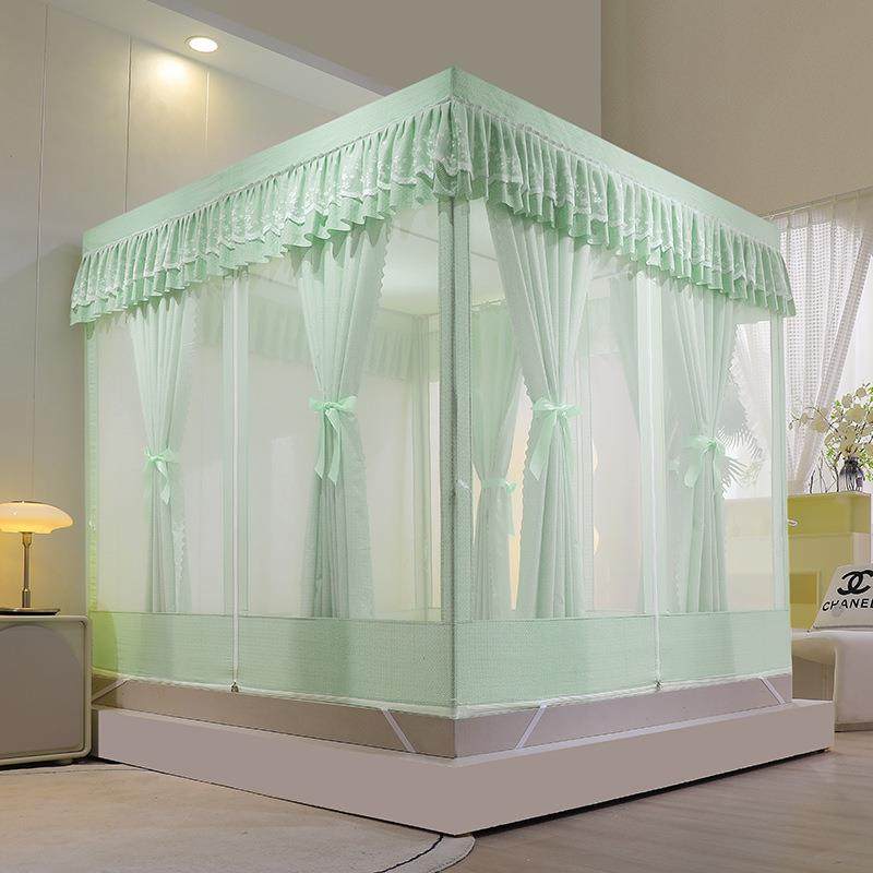 直销新款坐床拉链家用蚊帐夏季儿童防摔全包围三开门加厚支架