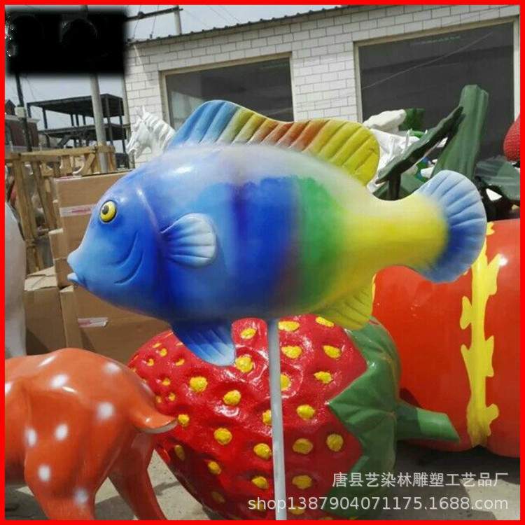 艺染林专业供应玻璃钢海洋动物雕塑 海豚 水景落地装饰摆件工艺品