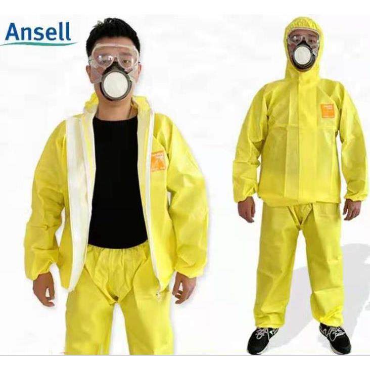 安思尔微护佳MC3000分体防护服耐酸碱带帽轻型防化服防化学品防护