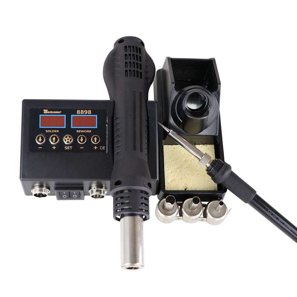 SMD Rework热风拆焊台热风枪拆焊台二合一8898无铅电烙铁手柄维修