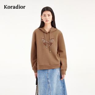 2025秋新款 Koradior珂莱蒂尔商场同款 美拉德连帽卫衣女 莱赛尔